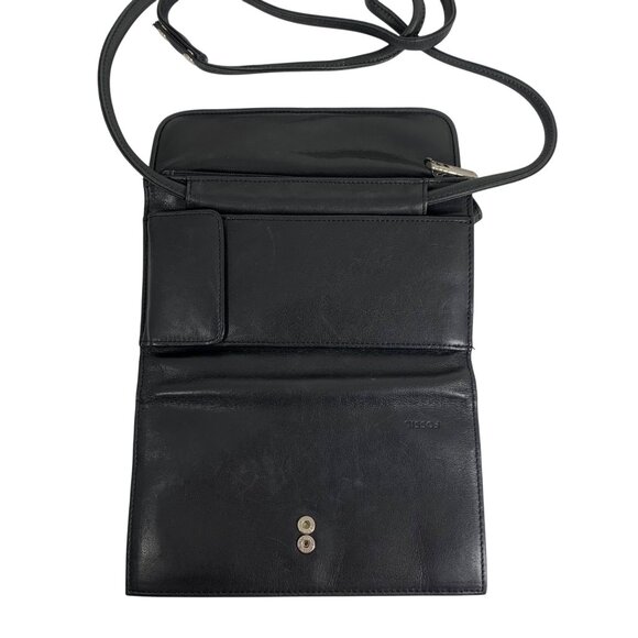 Fossil Black Leather Crossbody Wallet Detachable Strap & Multiple Compartments - Picture 7 of 9